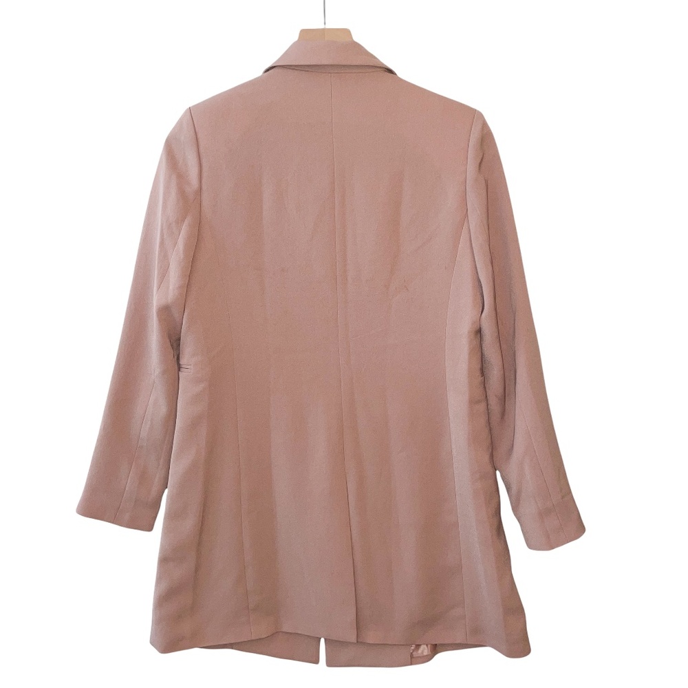 VTG Realcoco Blush Pink Mauve Open Front Blazer Jacket Trench Coat Medium - Picture 2 of 7